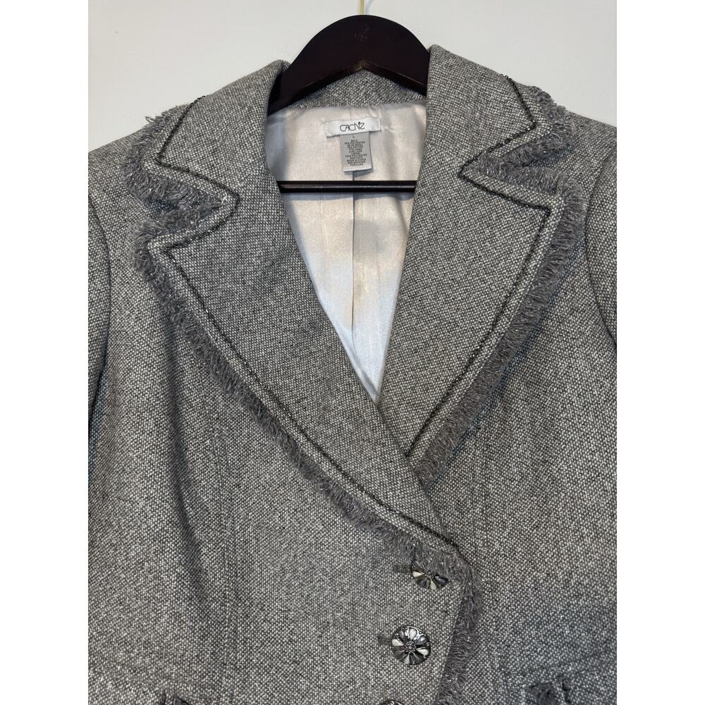 Cache Size Large Y2k Metalic Silver Gray Boucle W… - image 5